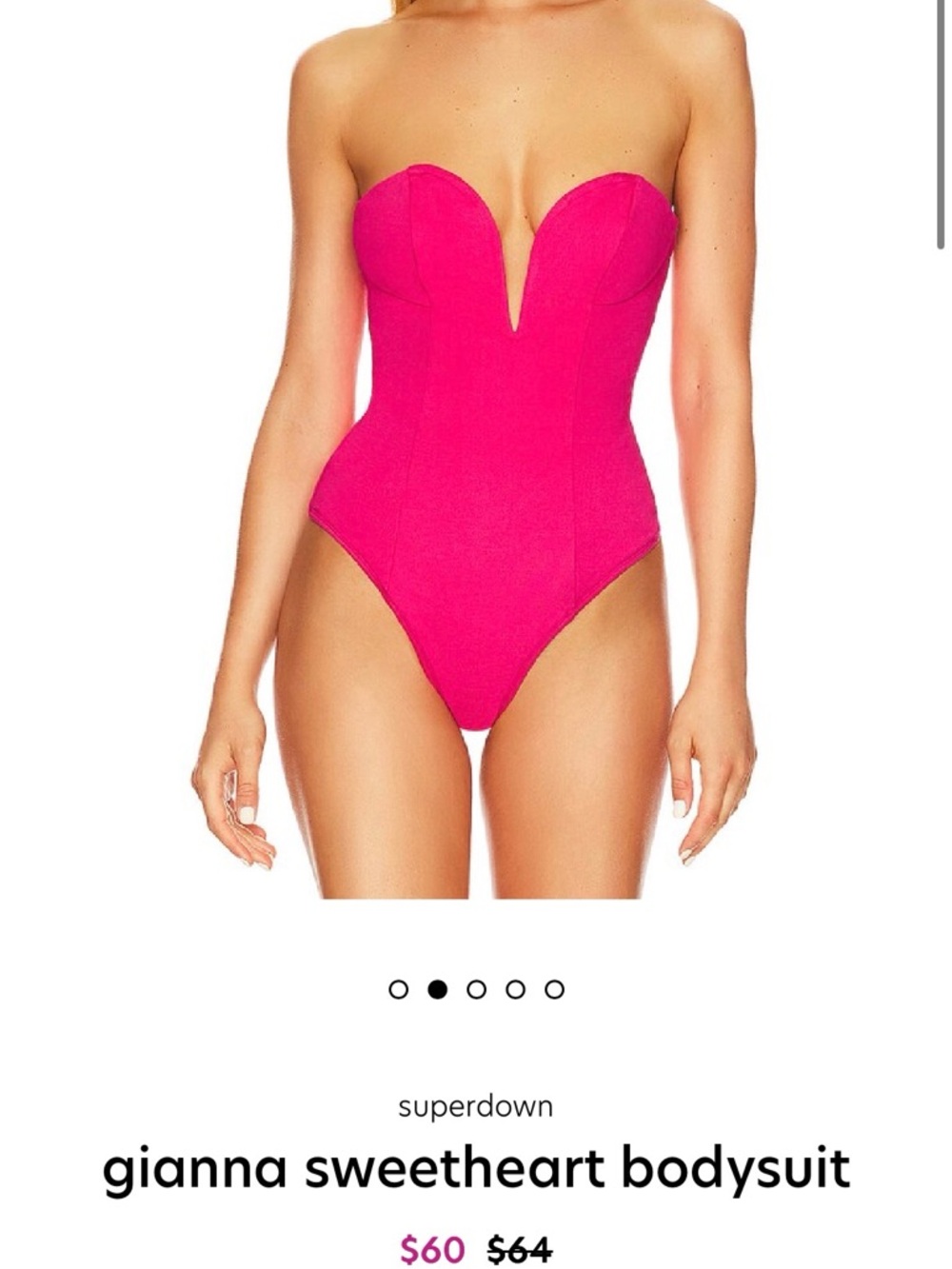 superdown Hot Pink Strapless Sweetheart One-Piece Bodysuit